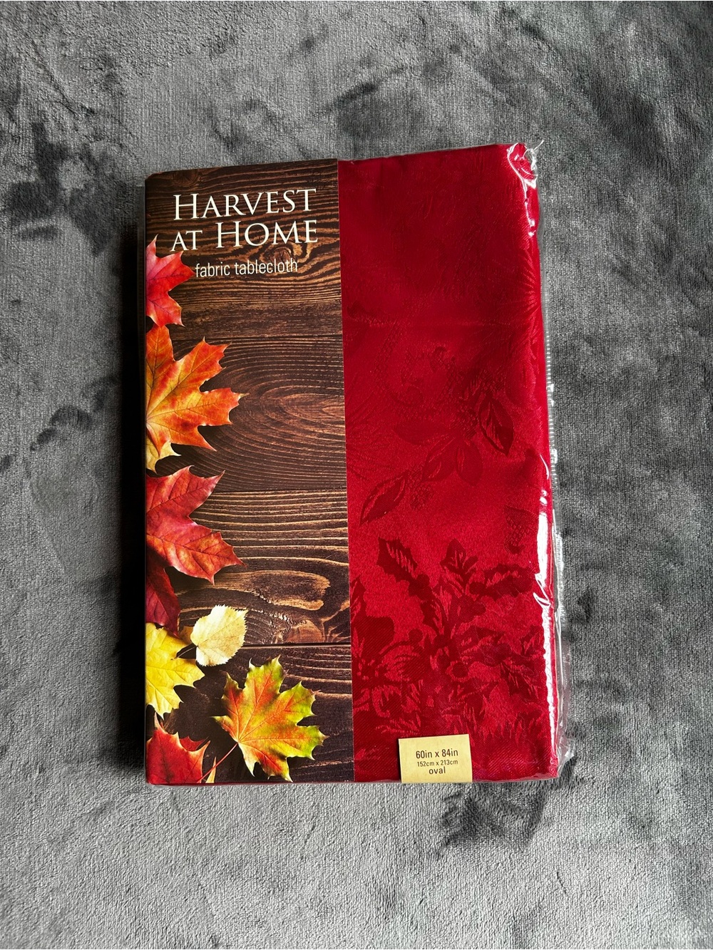 Harvest At Home Red Damask Leaf
Fabric Tablecloth 60" x 84" Oval